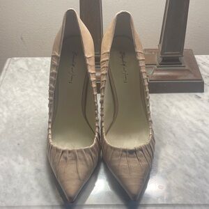 Elizabeth and James Tan Pleated Heels